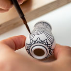 Miyu Kurihara working in her studio on collaborative work done with Yuta Segawa, London 2019